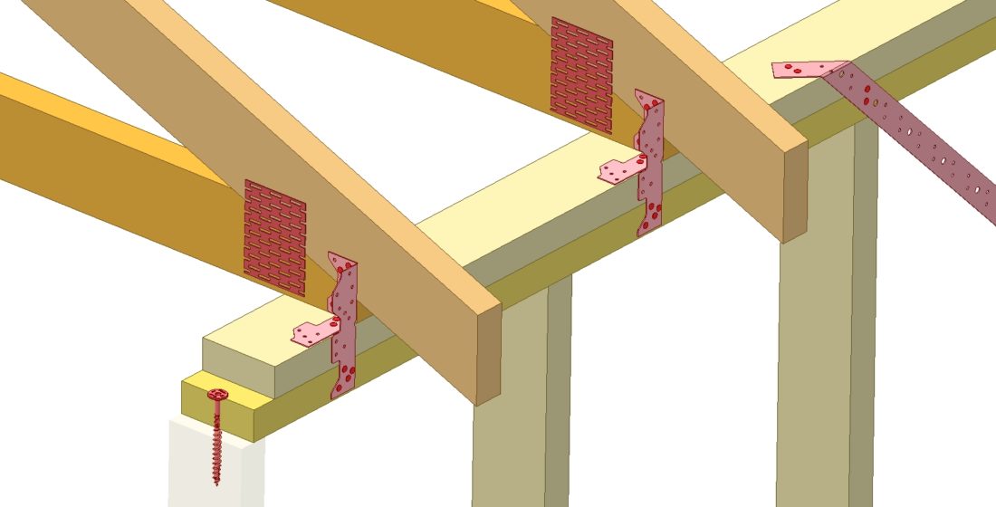4 Single 100 Screw Double Top Plate Complete With Truss And Long Leg Multigrip - Stud to Wall Plate connection